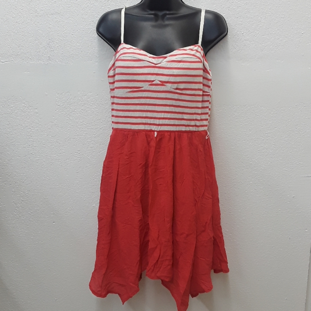 Salmon and beige summer dress